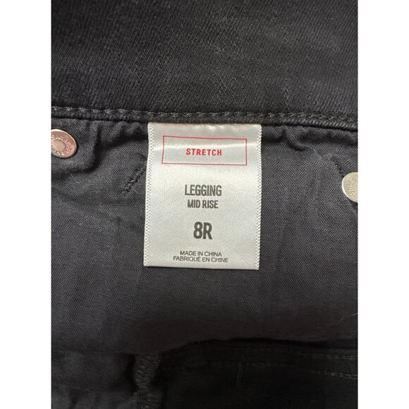 Express Stretch Mid Rise Black Leggings Jeans 8R - Picture 5 of 7